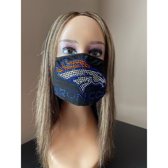 Denver Broncos Bling Rhinestone Face Mask - Picture 3 of 10